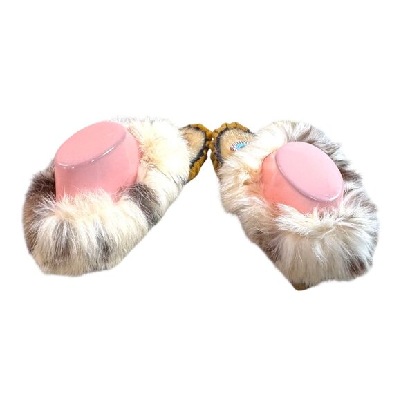 Vintage Handmade Fur & Suede Beaded Moccasins Native American Design Women 6 - Picture 10 of 12